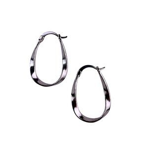 Sterling Silver 925 Women’s Polished Twisted Hoop Earrings Elegant Handcrafted